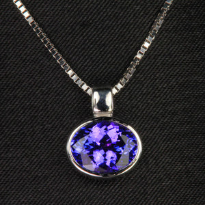 bezel set tanzanite pendant