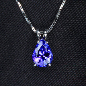 14K White Gold Tananite Pear Shape Pendant 2.20 Carats