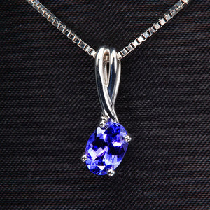 14k White Gold Oval Tanzanite Pendant .85cts