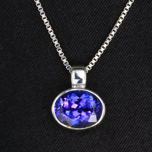 14k White Gold Oval Tanzanite Pendant 1.92 Carats