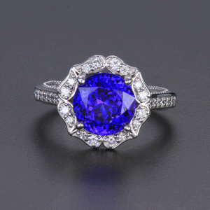 14K White Gold Tanzanite & Diamond Ring 3.21 Carats Christopher Michael Design
