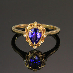 14K Yellow Gold tanzanite ring