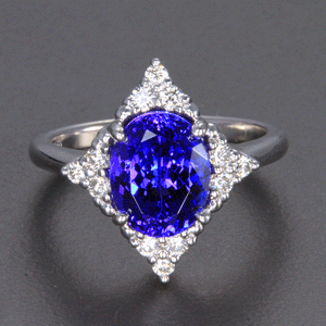 White Gold Oval Tanzanite and Diamond Ring