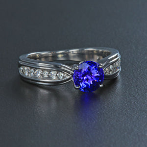 White Gold Tanzanite and Diamond Ring