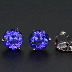 Round Tanzanite Stud Earrings