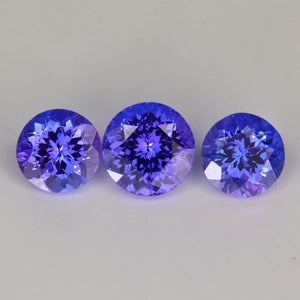 Trio of Round Tanzanite Gemstones