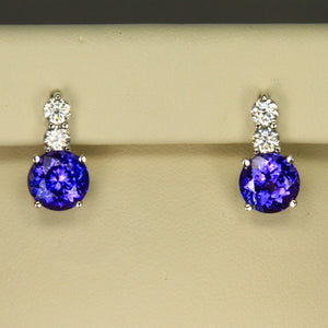 Tanzanite Pendant and Earring Set. 7.71 Carat Total .74 Carats Diamond