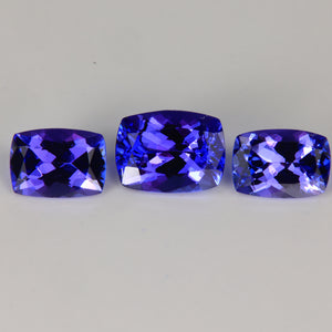 Trio oF Antique Cushion Cut Tanzanite