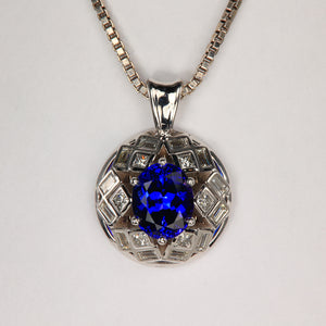 Tanzanite and Diamond Baguette Pendant