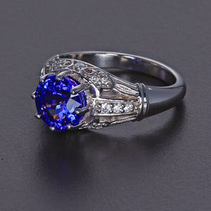 14K White Gold Tanzanite and Diamond Ring 2.93 Carats*