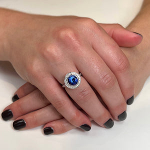 14K White Gold Tanzanite and Diamond Halo Ring 2.88 Carats*