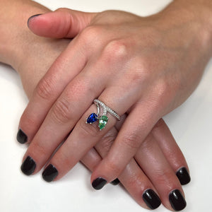 14K White Gold Tanzanite, Merelani Mint and Diamond Ring 1.04 Carats*