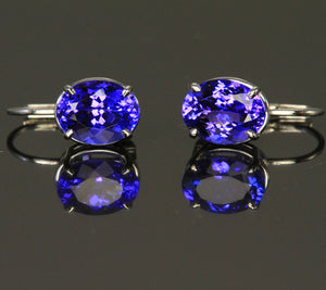 14K White Tanzanite Lever Back Earrings