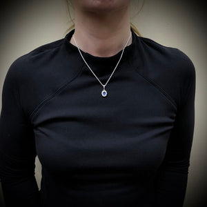 14K White Gold Oval Tanzanite and Diamond Pendant 1.05 Carats