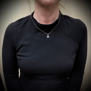 14K White Gold Round Tanzanite and Diamond Pendant 1.00 Carats