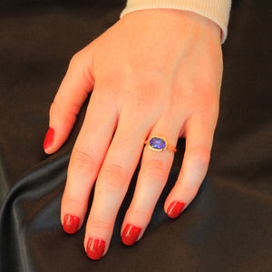 22K Yellow Gold Oval Tanzanite Ring 2.74 Carats