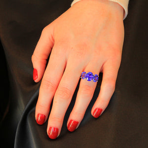 14K White Gold Tanzanite Ring 7.48 Carats Total Weight