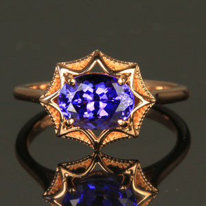 14K Rose Gold Tanzanite Oval Ring