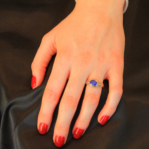 Sterling Silver and 14K Yellow Tanzanite Ring 1.59 Carats