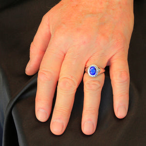14K White Gold Oval Tanzanite Ring 3.89 Carats Designed by Christopher Michael
