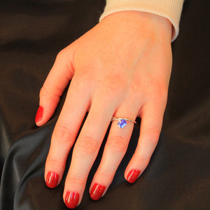 14K White Gold Emerald Cut Tanzanite Ring 1.18 Carats