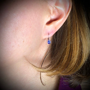 14K White Gold Oval Lever Back Tanzanite Earrings
