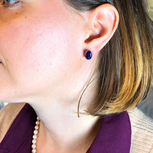 14K White Gold Oval Tanzanite Stud Earrings 5.88 Carats HOLD FOR THOMAS