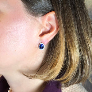 14K White Gold Oval Tanzanite and Diamond Halo 5.50 Carats
