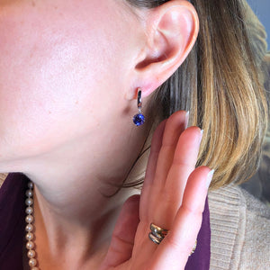 14K White Tanzanite Huggie Earrings 3.48 Carats