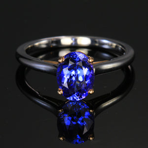 Tanzanite oval ring in 14K white and rose gold