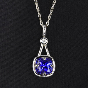 Tanzanite Pendant 1.87 Carat Square Cushion