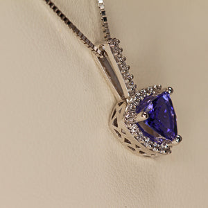 Trilliant Tanzanite 1.17 Carat and Diamond Pendant