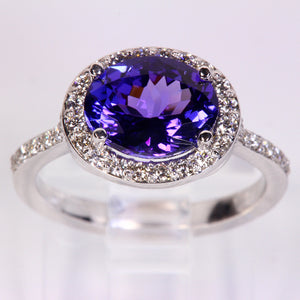 East West Oval Tanzanite and Diamond Ring
