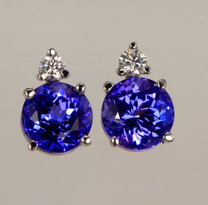 Tanzanite and Diamond Earrings 2.90 Carats