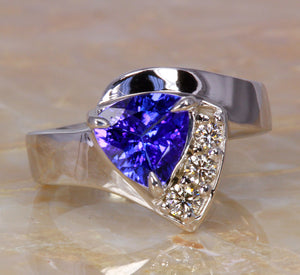Trilliant Tanzanite1.13 Carat Ring by Christopher Michael