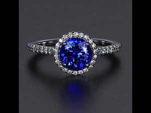 14K White Gold Tanzanite and Diamond Ring 1.69 Carats
