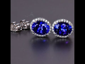 14K Oval Tanzanite and Diamond Oval Earrings 6.35 Carats*