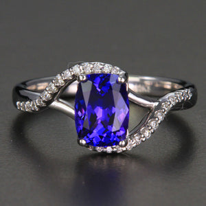 14k White Gold Tanzanite and Diamond Ring 1.51 Carats