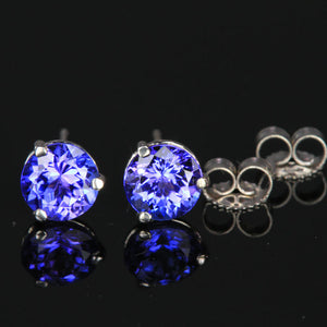 14k White Gold Tanzanite Stud Earrings 6mm