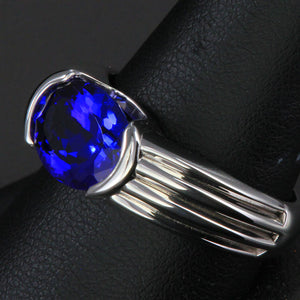 14K White Gold Tanzanite Men's Ring Designed by Christopher Michael  4.81 Carats