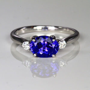 14K White Gold Tanzanite and Diamond Ring