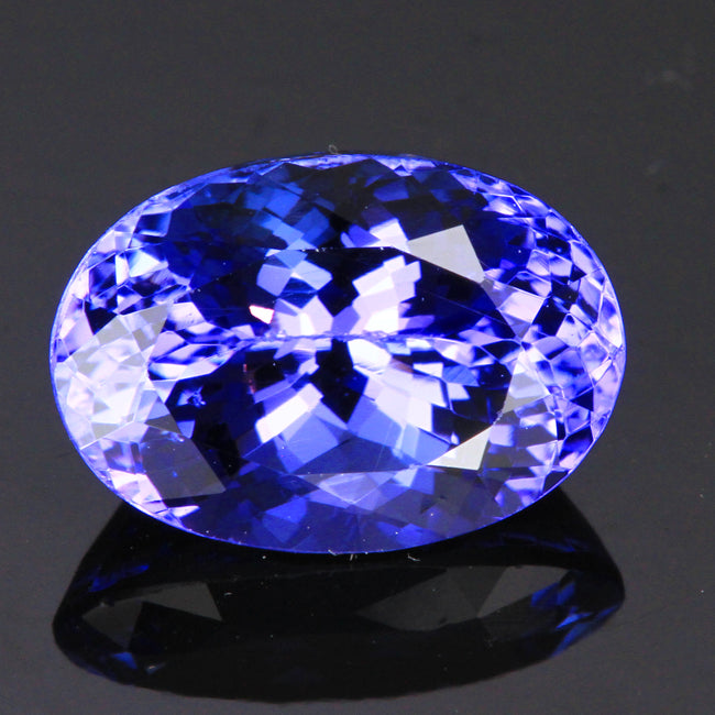 intense blue violet oval tanzanite gemstone
