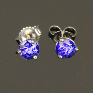 Round Tanzanite Stud Earrings