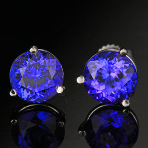 3.99 ct round tanzanite stud earrings