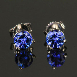 14 Karat White Gold Tanzanite Earrings 4.5mm