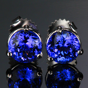 14K White Gold Tanzanite Stud Earrings 4.34 Carats