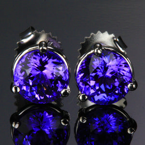 14K White Gold Tanzanite Stud Earrings 4.34 Carats
