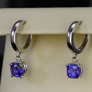 Oval Tanzanite Huggie Earrings