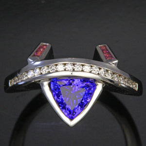 Tanzanite diamond pink sapphires trilliant ring