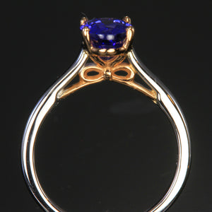 Tanzanite oval ring in 14K white and rose gold